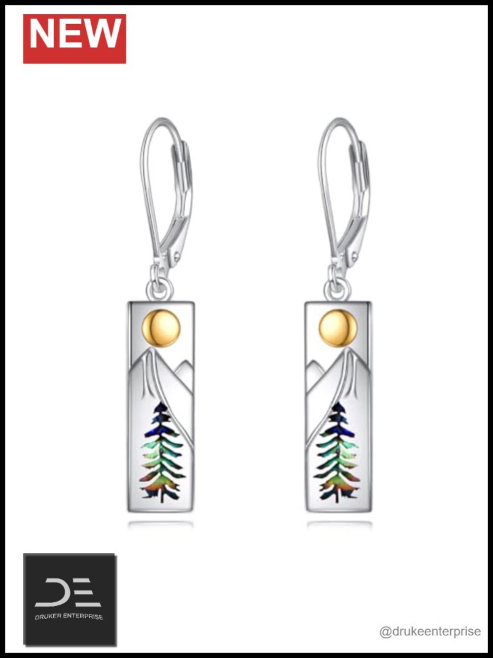YFN 925 Sterling Silver Mountain Dangle Drop Earrings for Skiers Hikers Nature